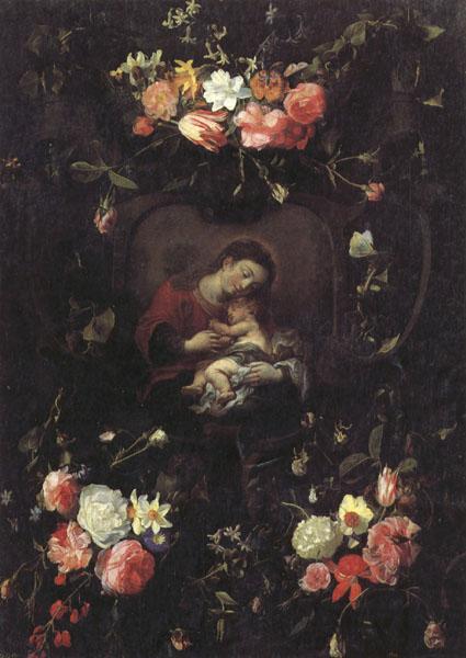 Daniel Seghers Garland of Flowers,with the Virgin and Child Sweden oil painting art